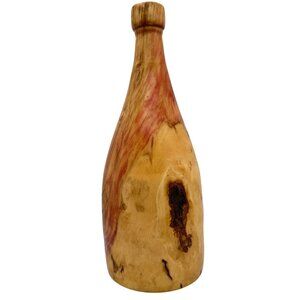 Handcrafted Box Elder Wooden Wine Bottle Decorative Vase Signed SR Holton Gift